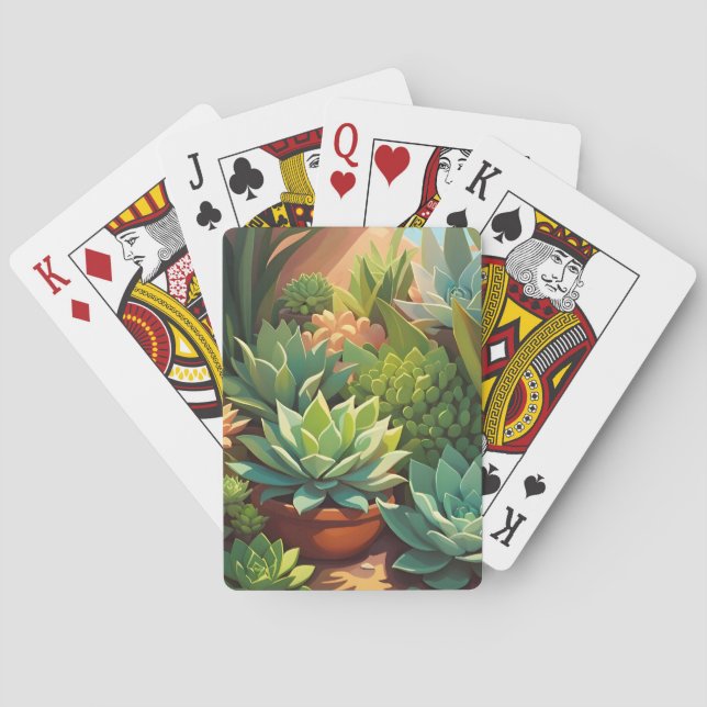 Tropical Desert Succulent Garden Playing Cards (Back)