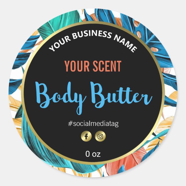 Tropical Design Body Butter Labels (Front)
