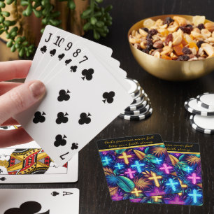 Tropical Design With Glowing Crosses Playing Cards