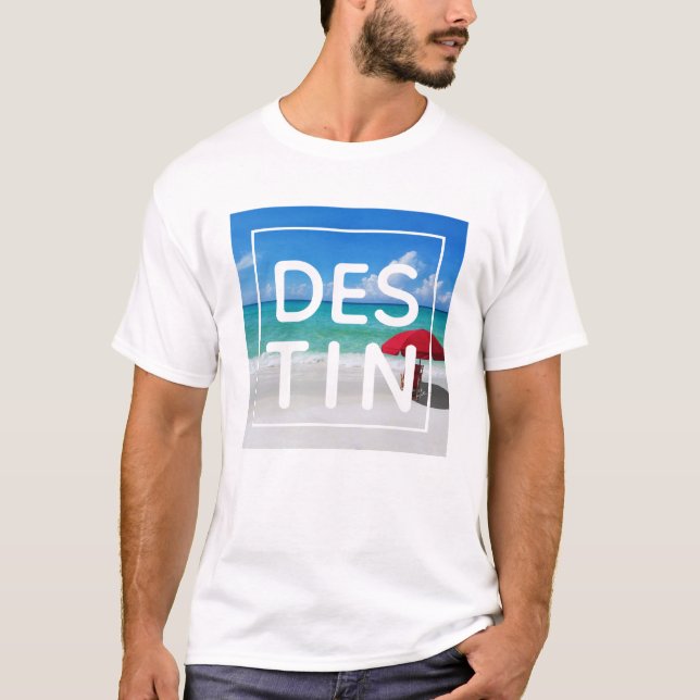 Tropical Destin Beach Florida Modern Typography T-Shirt (Front)