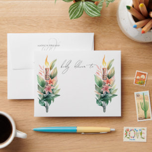 Tropical Destination Beach Wedding Envelope