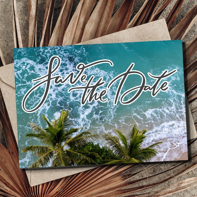 Tropical Destination Beach Wedding Photo  Save The Date (Tropical Destination Beach Wedding Photo Save The Date)