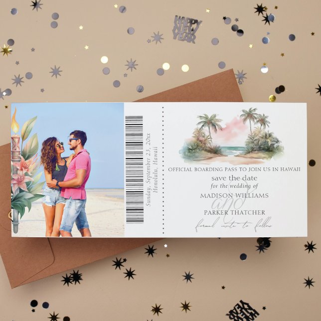 Tropical Destination | Boarding Pass Save the Date (Creator Uploaded)