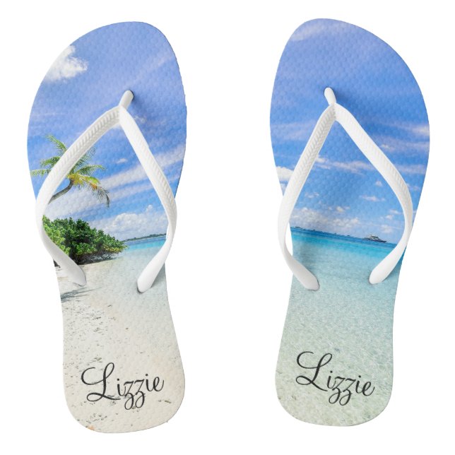 Tropical Destination Custom  Flip Flops (Footbed)