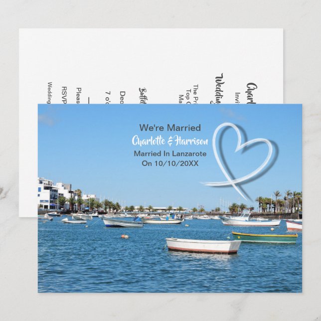 Tropical Destination Lanzarote Spain Beach Wedding Invitation (Front/Back)
