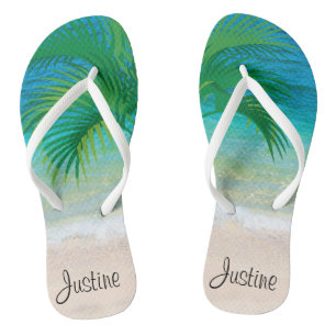 Tropical Destination Personalised Flip Flops