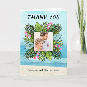 Tropical Destination Photo Wedding Thank You Card