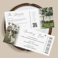 Tropical Destination QR Code Boarding Pass Wedding