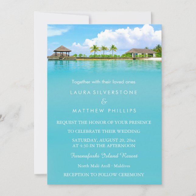 Tropical Destination Resort Beach Wedding Invitation (Front)