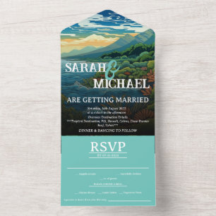 Tropical Destination RSVP All-In-One wedding All In One Invitation
