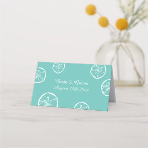 Tropical destination sand dollars theme wedding place card