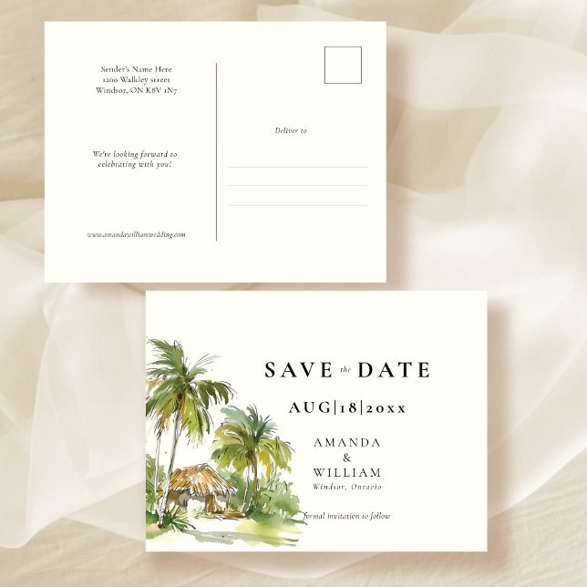 Tropical Destination Save the Date Post Card (Creator Uploaded)