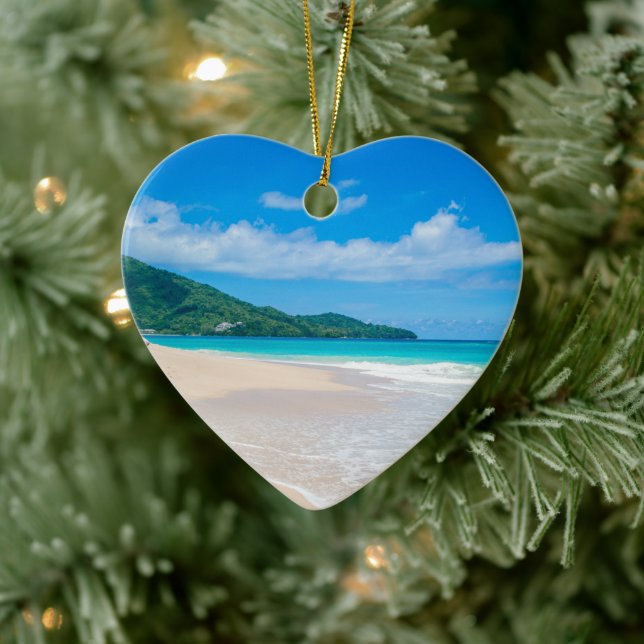Tropical Destination Scenic Beach Photo Ceramic Tree Decoration (Tree)