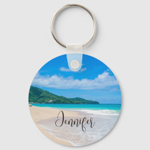 Tropical Destination Scenic Beach Photo Key Ring