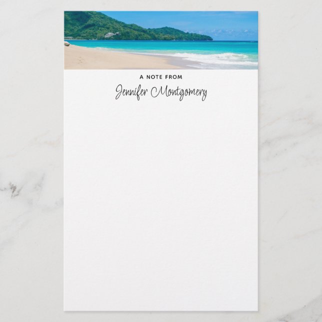 Tropical Destination Scenic Beach Photo Stationery (Front)