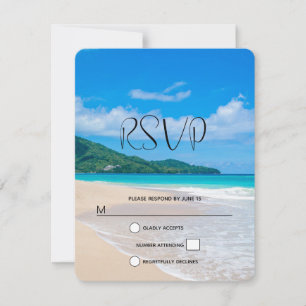Tropical Destination Scenic Beach Photo Wedding RSVP Card