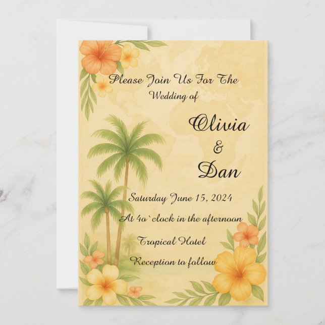 Tropical Destination Wedding Invitation (Front)