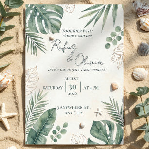 Tropical Destination Wedding Invitation Palm Lea