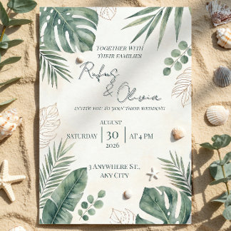 Tropical Destination Wedding Invitation | Palm Lea