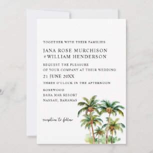 Tropical Destination Wedding Palm Tree Invitation