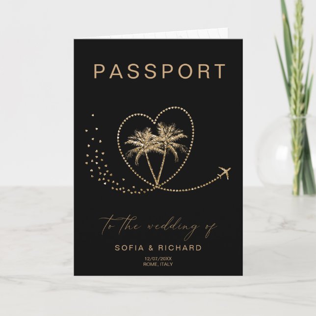 Tropical Destination Wedding  Passport QR Code Invitation (Front)