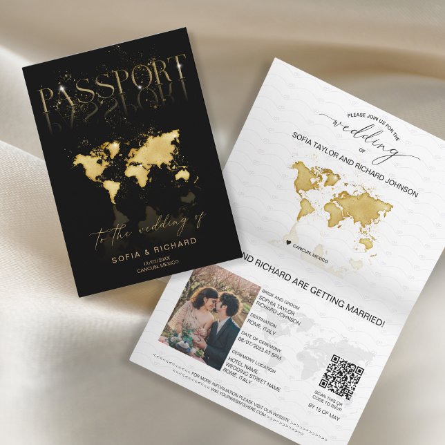 Tropical Destination Wedding  Passport QR Code Invitation (Creator Uploaded)