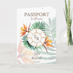 Tropical Destination Wedding Passport QR Code Invitation