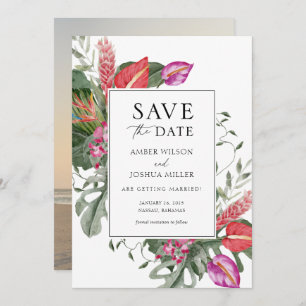 Tropical Destination Wedding Photo Save the Date Invitation