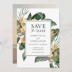 Tropical Destination Wedding Photo Save the Date Invitation