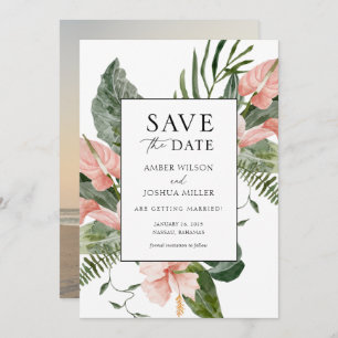 Tropical Destination Wedding Photo Save the Date Invitation