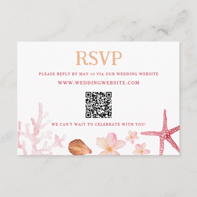Tropical Destination Wedding QR Code  Enclosure Card (Front)
