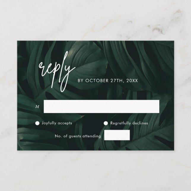 Tropical Destination Wedding RSVP Cards (Front)