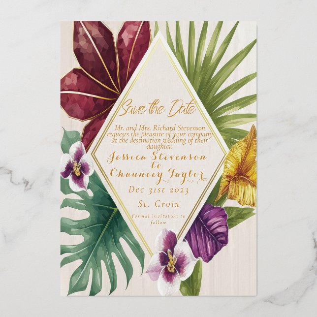 Tropical Destination Wedding Save the Date (Front)