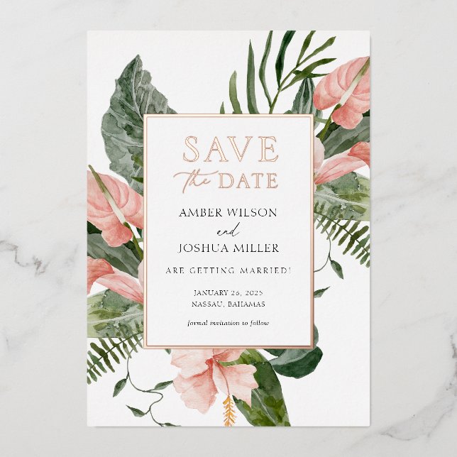 Tropical Destination Wedding Save the Date (Front)