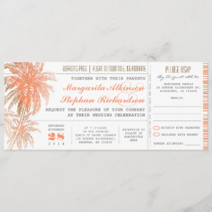 Tropical destination wedding tickets invitation