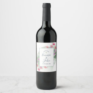 Tropical Destination Wedding Wine Label