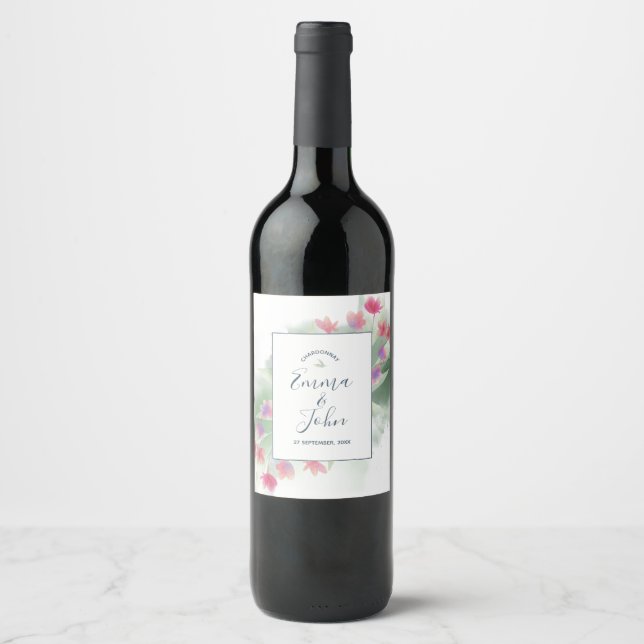 Tropical Destination Wedding Wine Label (Front)