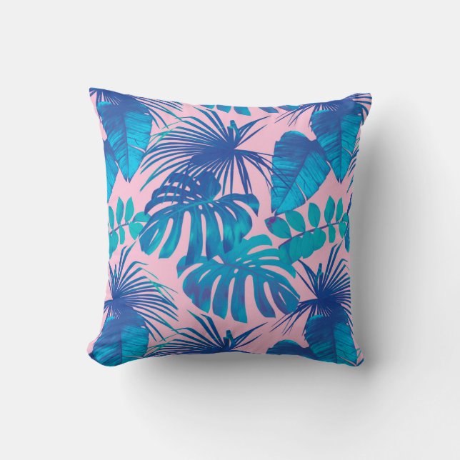 Tropical digital paper stripes stars cushion (Front)