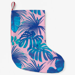 Tropical digital paper stripes stars small christmas stocking