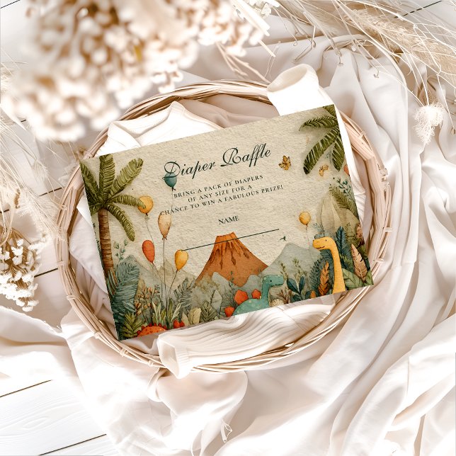 Tropical Dino Adventure Baby Shower Diapper Raffle Enclosure Card (Creator Uploaded)