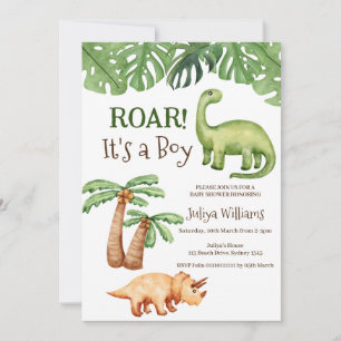 Tropical Dinosaur  Baby Shower Invitation