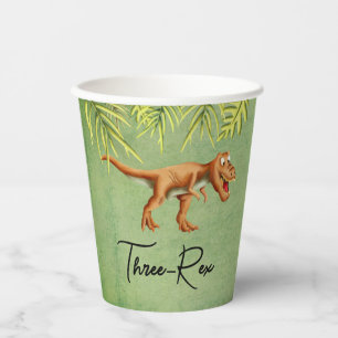 Tropical Dinosaur Three-Rex Birthday Paper Cups