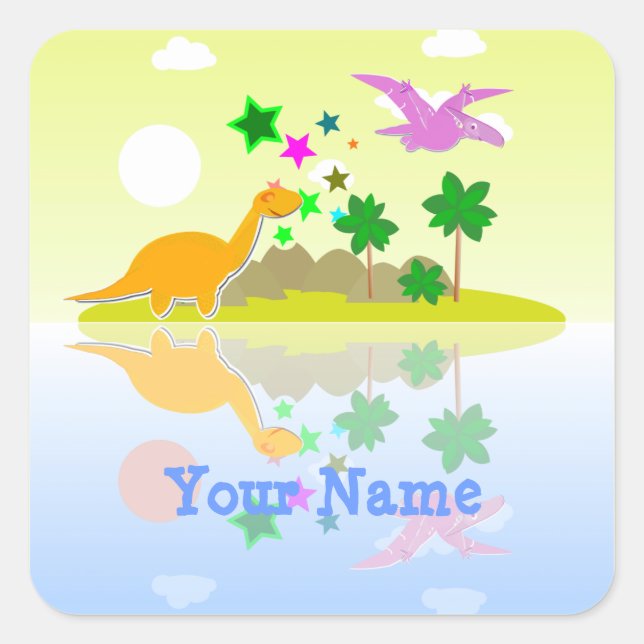 Tropical Dinosaurs Island Name Stickers (Front)