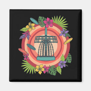 Tropical Disc Golf Sket Flying Disc Scene Magnet
