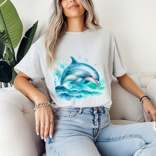 Tropical Dolphin Under the Sea Ocean Surfer Beach T-Shirt