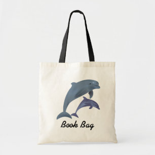 Tropical dolphins jumping book bag