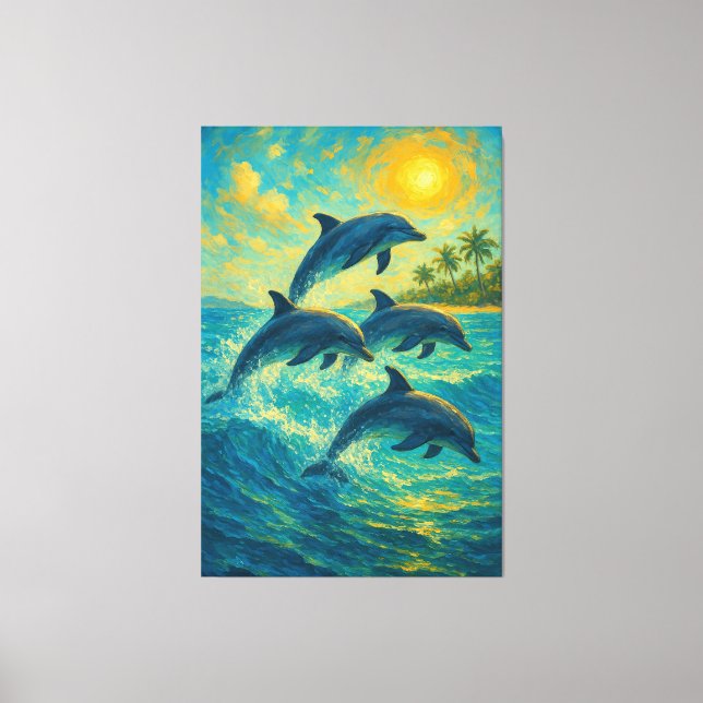 Tropical Dolphins – Ocean Canvas Print (Front)