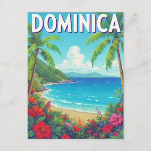 Tropical Dominica Beach Palm Tree Travel Postcard