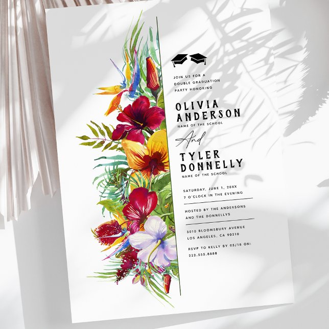 Tropical Double Graduation Party Invitation (Creator Uploaded)
