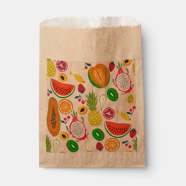 tropical dragon fruit kiwi pomegranate favour bags (Front)